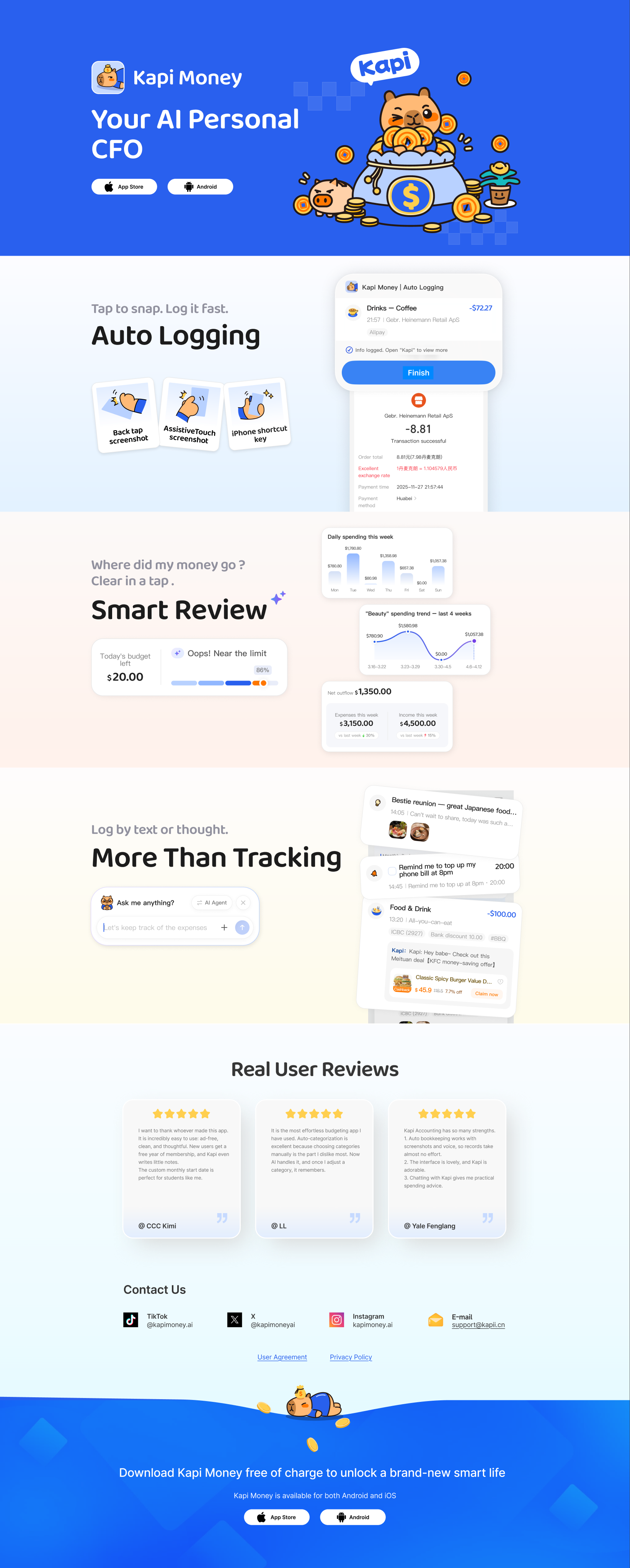 Kapi Money landing page